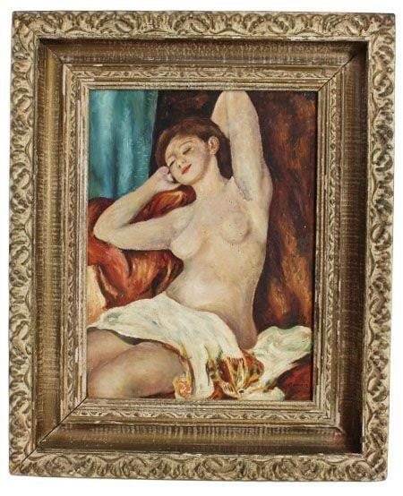 Nude Study drawing/Follower of Renoir: Follower of Pierre-Auguste Renoir: A work by a pupil or a follower of the artist (not necessarily a pupil). Painting is framed.Dimensions: 18" x 22"Oil on canvas.