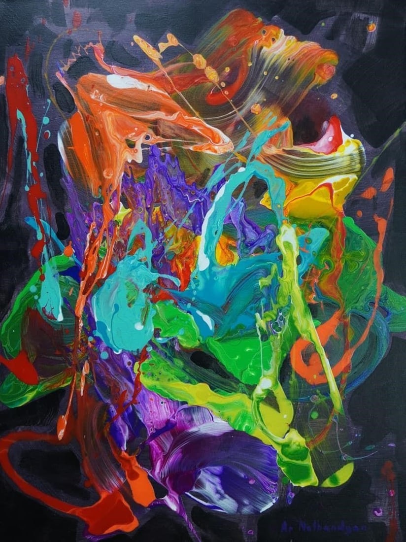 Dance Of Madness By Aren Nalbandyan: Dance Of Madness By Aren Nalbandyan 2023 Acrylic On Canvas Dimensions: 31.4" x 23.6" (80cm x 60cm). The picture will be shipped from Armenia via FedEx. Shipping is already included in the price.