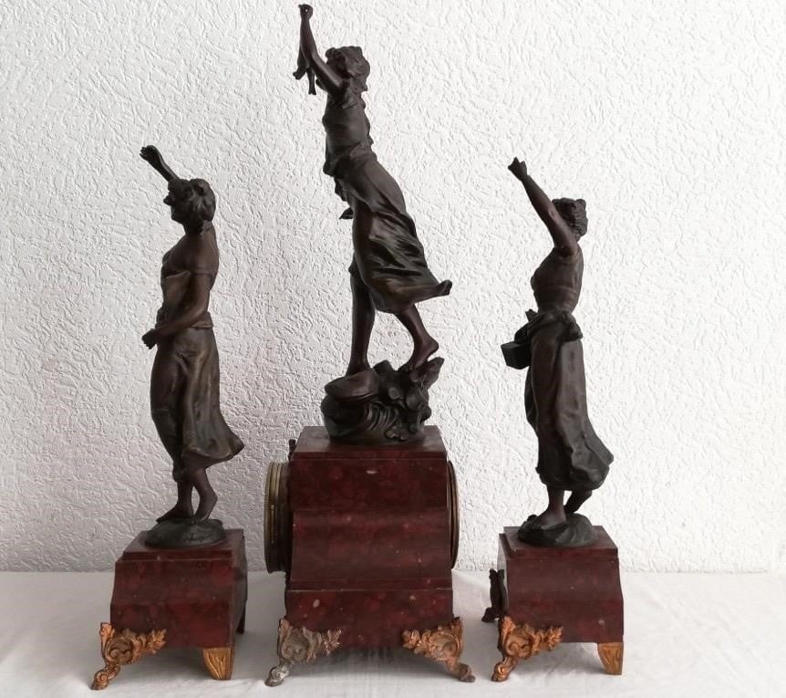 Auguste Moreau Bronze-Toned Figural Clock - 4