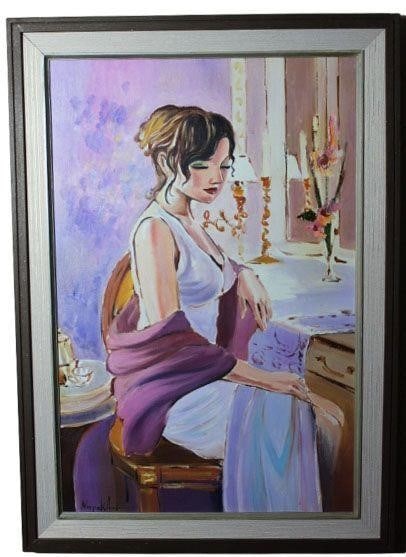 Model by NarekArt: By Narek Khachatryan: The work is by the artist.Armenian ArtistPainting is framed.Dimensions: 19" x 27"Oil on canvas.