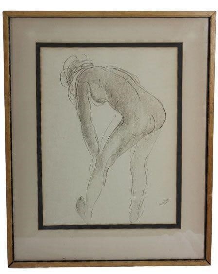 Nude Drawing print by Auguste Rodin: The work may be ascribed to the artist on the basis of style, but there may be some question as to actual authorship.Signed by Auguste Rodin.PROVENANCE: Private collection (Beverly Hills, CA)Painting