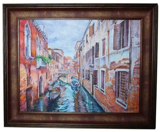 "Venice Vacation" by Suslova EA: Oil on canvas.Painting is framed.Dimensions: 18" x 21.5"Ukrainian Artist.