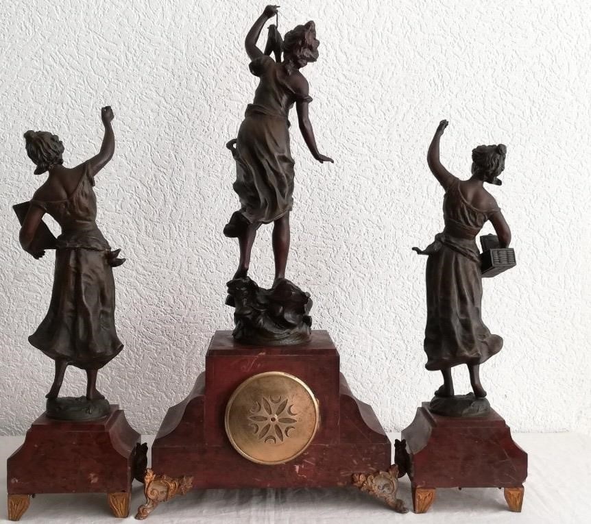 Auguste Moreau Bronze-Toned Figural Clock - 2