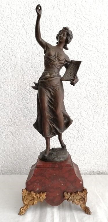 Auguste Moreau Bronze-Toned Figural Clock - 8