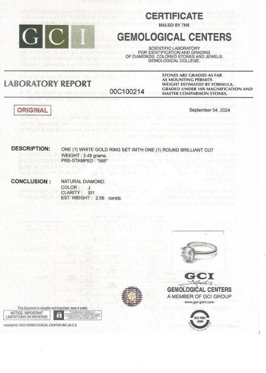 Natural Round Cut Diamond Ring 2.58ct - 5