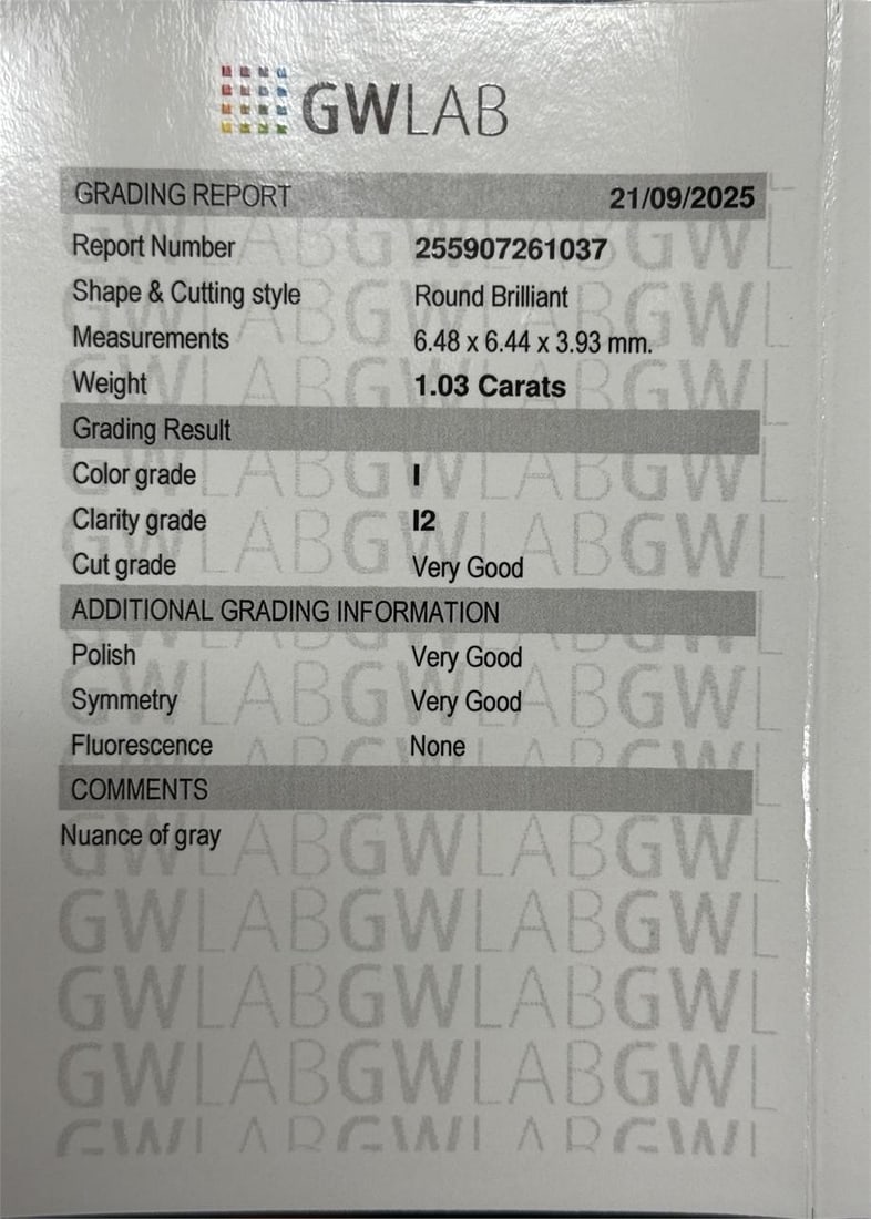 Natural 1.03 ct Round Diamond - 5