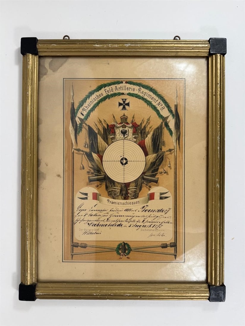 1875 German Prize Shooting Certificate - 2