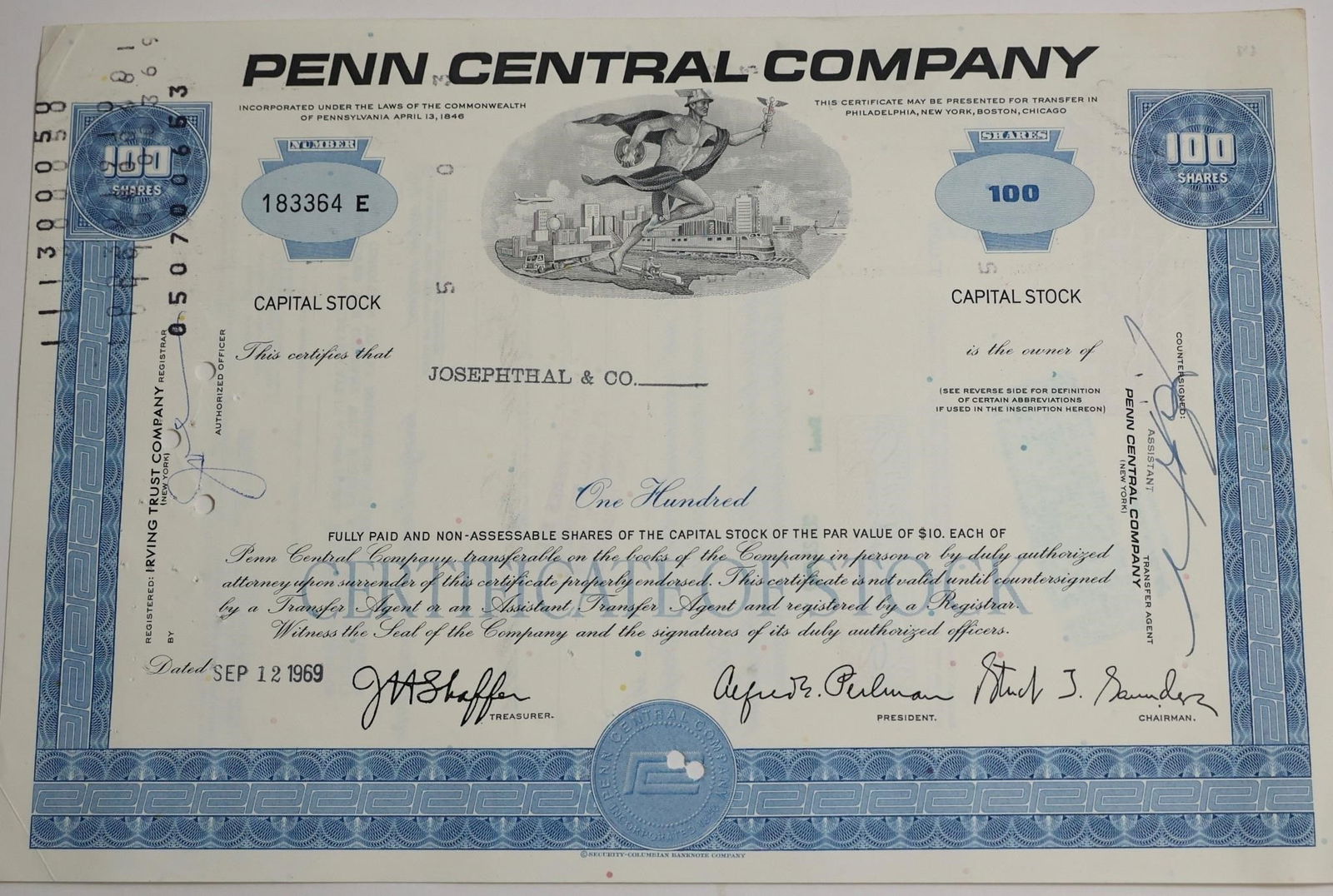 Penn Central Company Vintage Stock Certificate (1 of 2)