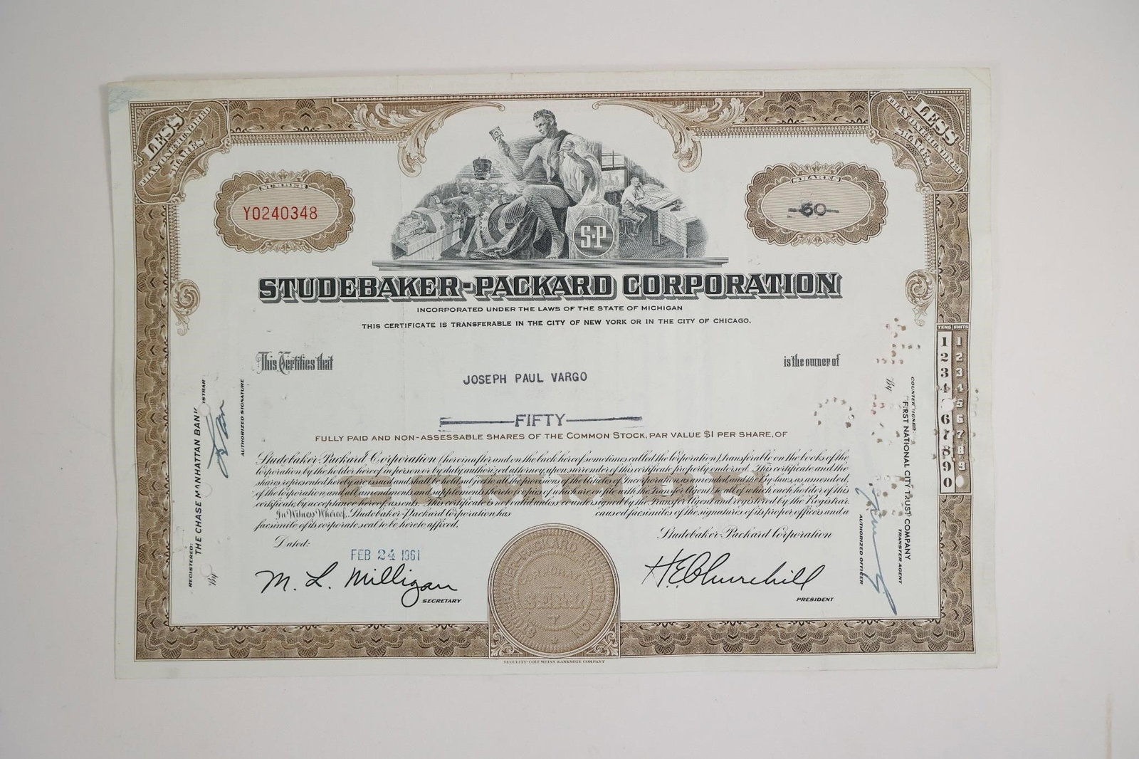 Studebaker-Packard Corporation 50-Share Common (1 of 2)