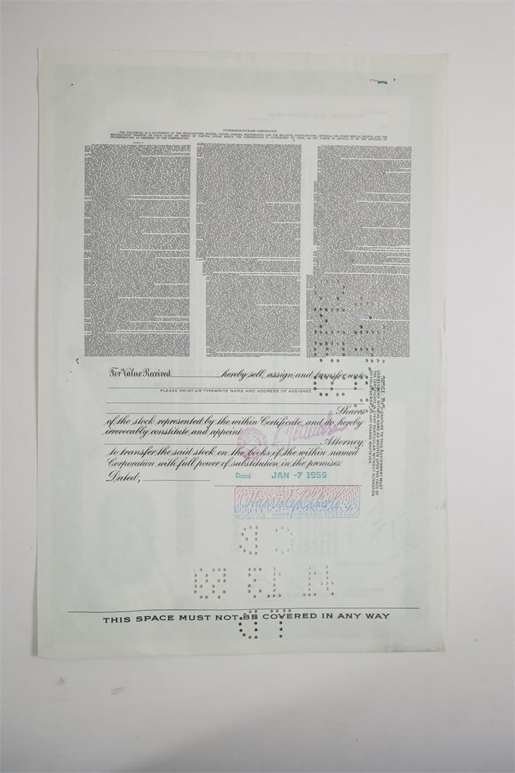 Studebaker-Packard Corporation 100-Share - 2