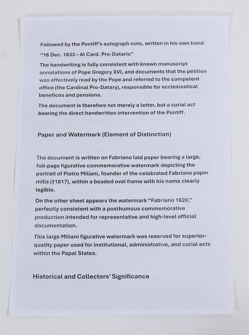 1833 Pope Gregory XVI Supplica with Note - 7