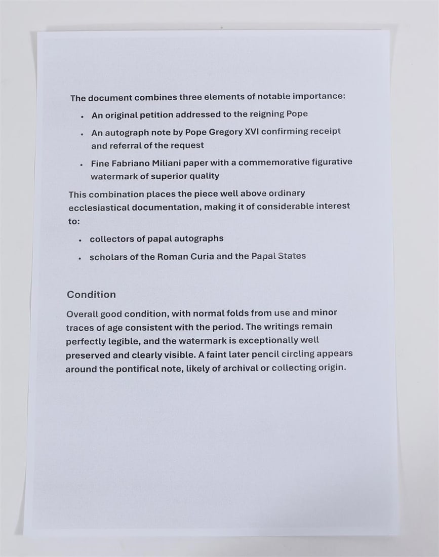 1833 Pope Gregory XVI Supplica with Note - 8