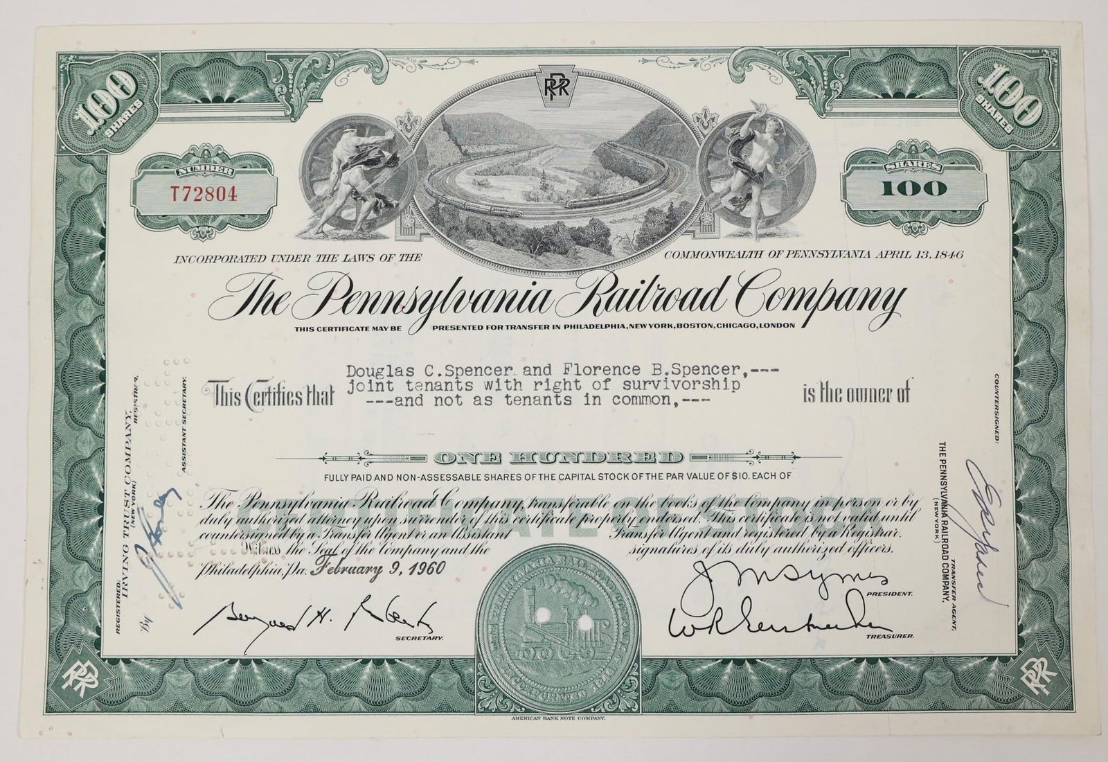 Pennsylvania Railroad Stock Certificate 1960s (1 of 2)