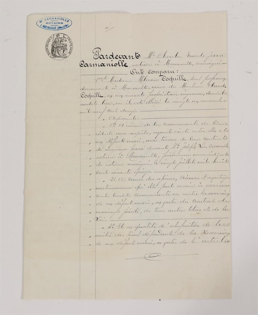 French Revolution Manuscript Debt & Mortgage Deed: French Revolutionary Period - First Republic, Revolutionary manuscript. (1793-1794)Original handwritten legal deed, single sheet double-sided, relating to a financial obligation / establishment of a