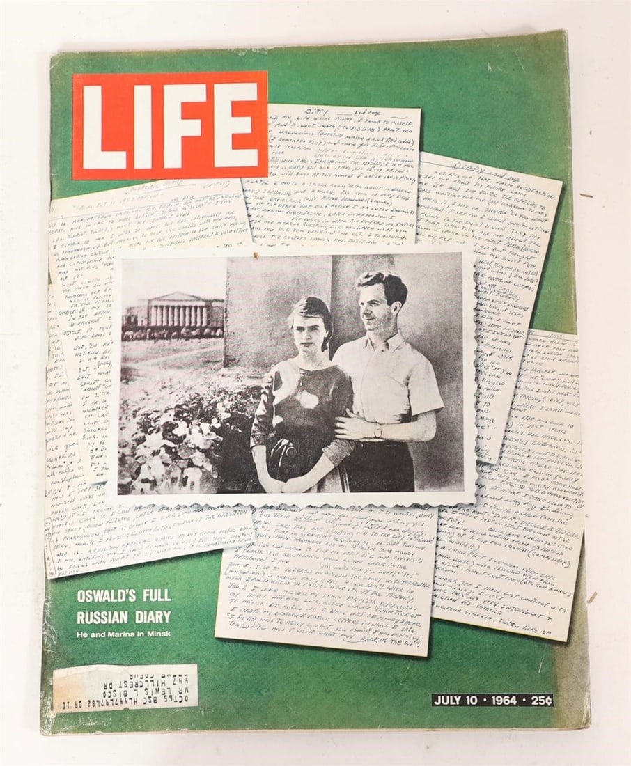 LIFE Magazine July 10,1964 -Oswald's Russian Diary: LIFE magazine issue dated July 10, 1964 featuring the cover story "Oswald's Full Russian Diary - He and Marina in Minsk." The issue presents material related to Lee Harvey Oswald and his time in the