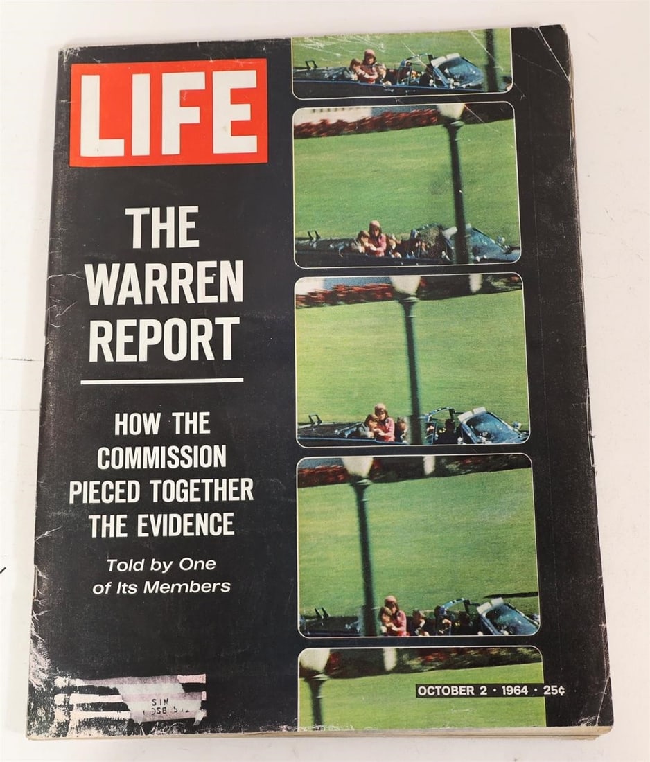 1964 LIFE Magazine - The Warren Report JFK Issue: LIFE magazine issue dated October 2, 1964 featuring "The Warren Report: How the Commission Pieced Together the Evidence" related to the investigation of President John F. Kennedy's assassination. The
