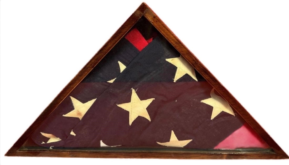 Folded 48 Star American Flag in Display Case: Folded 48 Star American Flag in Display Case