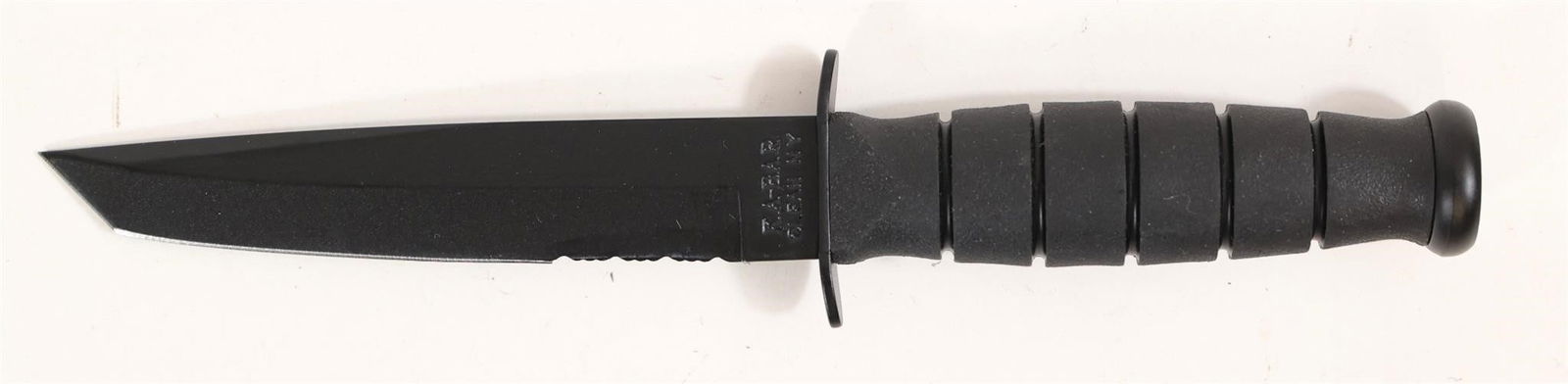 Ka-bar 5055 Short Tanto Black 9.37in Knife: This fixed blade knife offers rugged performance and versatile utility. The serrated 5.25-inch 1095 Cro-Van steel blade uses a hollow grind and 20 degree edge angles to balance strength and cutting