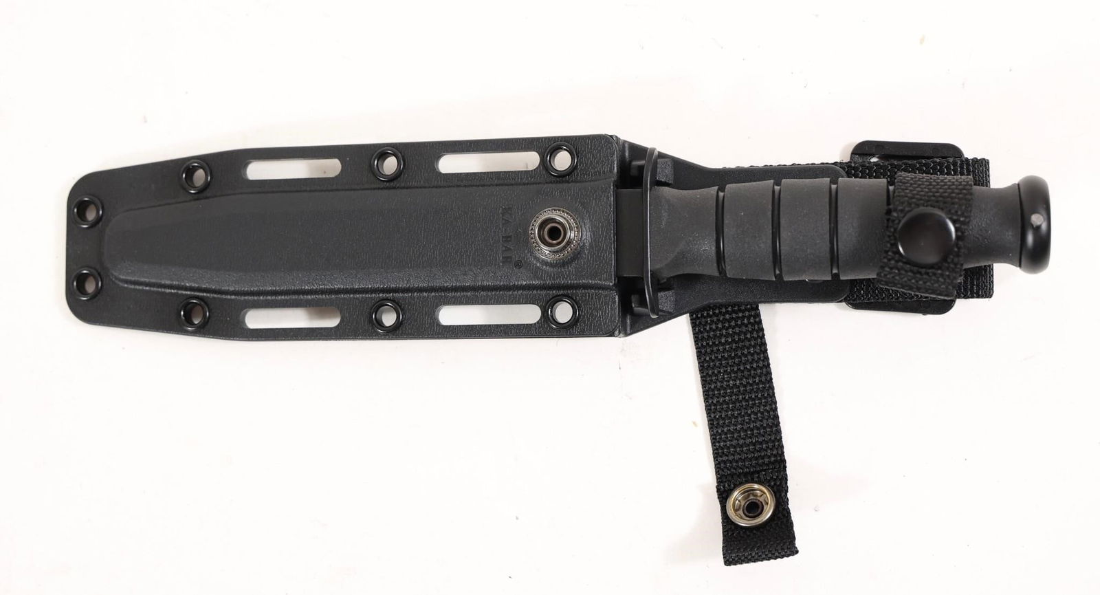 Ka-bar 1255 Short Tanto Black 9.37" Fixed Knife: This Ka-bar 1255 Short Tanto Black 9.37" Fixed Knife Is Designed For Heavy-duty Cutting Tasks, Featuring A 5-1/4-inch 1095 Cro-van Steel Blade With A 0.165-inch Thickness, Hollow Grind, And 20-degree