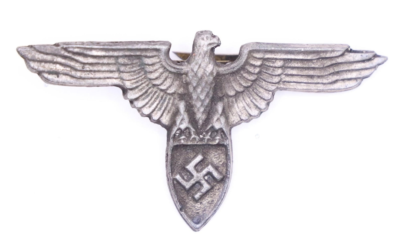 WWII SS Iron Eagle Hat Insignia: Worn on SS hats during WWII, this eagle signified membership and rank within the Schutzstaffel.