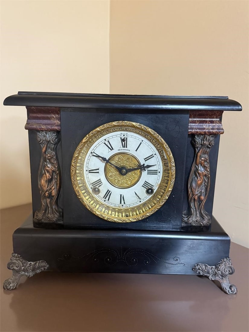 Vintage Mantel Clock: Sessions mantel clocks, produced by the Sessions Clock Company, are known for their diverse styles, ranging from ornate wooden cases in Victorian and Art Nouveau designs to simpler, functional models.