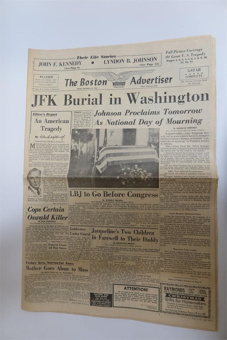 JFK Burial in Washington Newspaper (1 of 2)