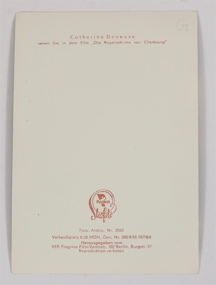 Catherine Deneuve Signed Progress Postcard - 3