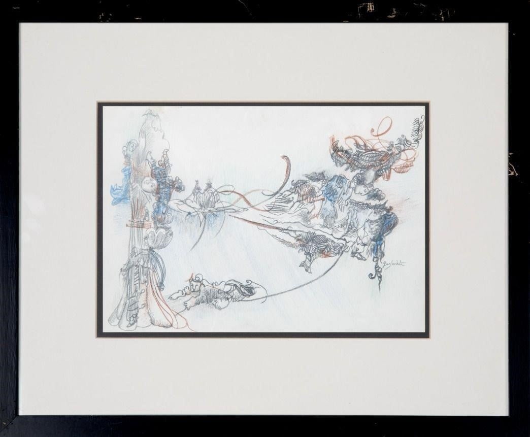 GAYANE KHACHATURIAN - Floating Night 1996: GAYANE KHACHATURIAN (ARMENIAN 1942-2009)Floating Night, 1996Color pencil on paper19 x 27 cm (7 1/2 x 10 5/8 in.)Signed center right edgePROVENANCEEstate of Levon AirapetianLOT NOTESA certificate of au