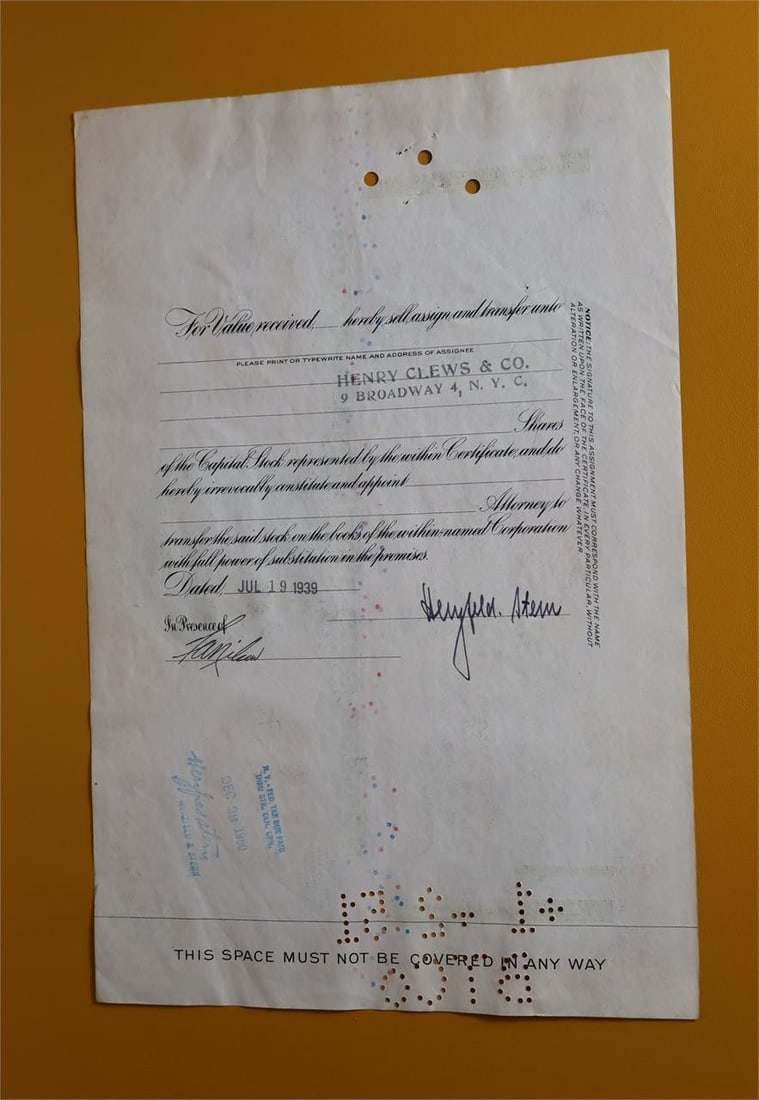 Vintage Coty International Corp. Stock Certificate - 2