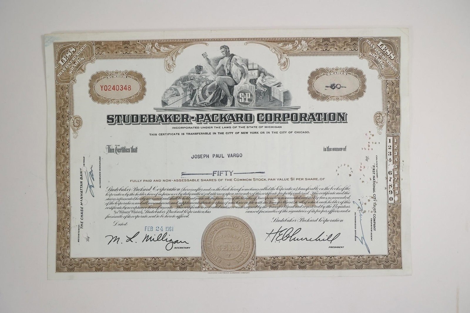Studebaker-Packard Corporation 50-Share Common (1 of 2)