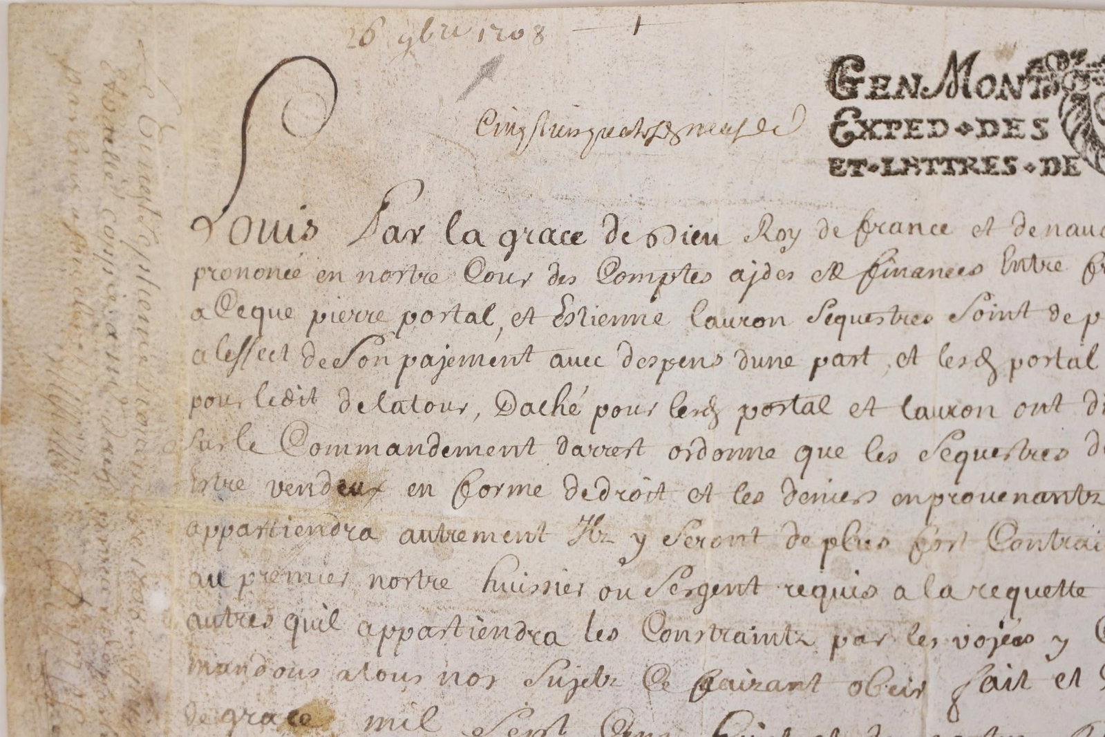Louis XIV 1708 Royal Decree Manuscript - 4