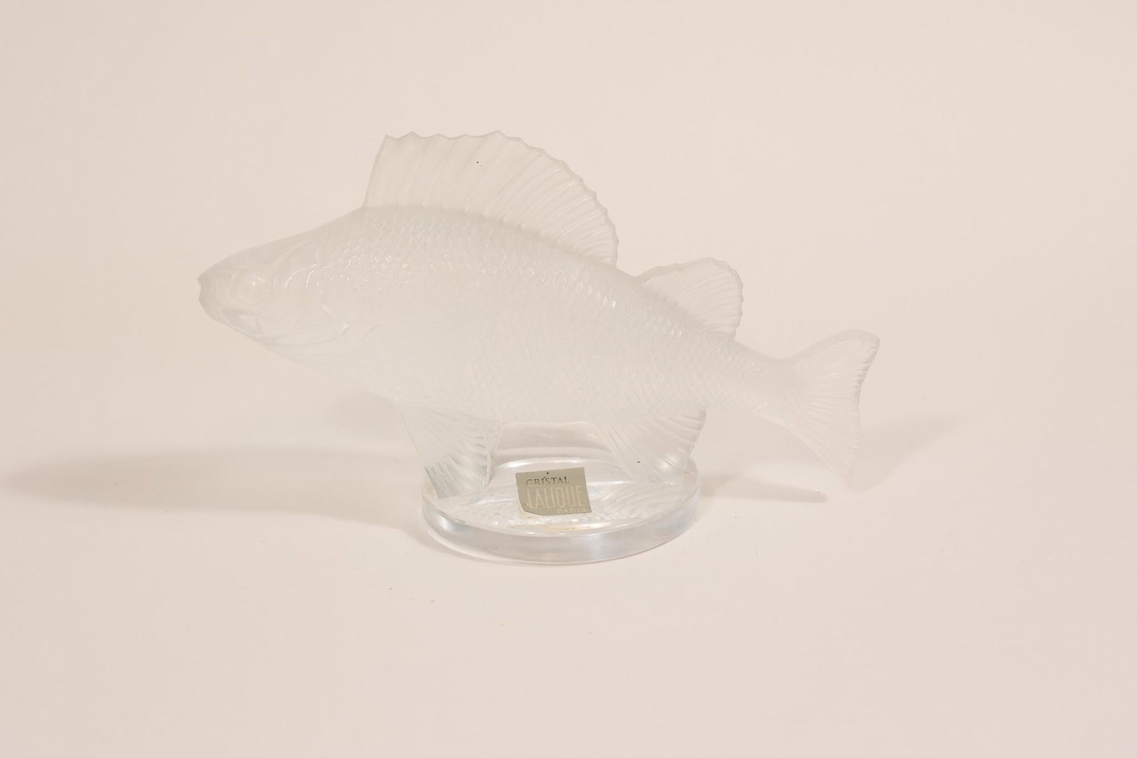 Vintage Lalique Poisson Perche Glass Figurine: Vintage Lalique "Poisson Perche" (Perch) glass figurine, originally designed by René Lalique in 1929 as a car mascot; crafted in clear/frosted glass with elegant detailing, a classic Art Deco