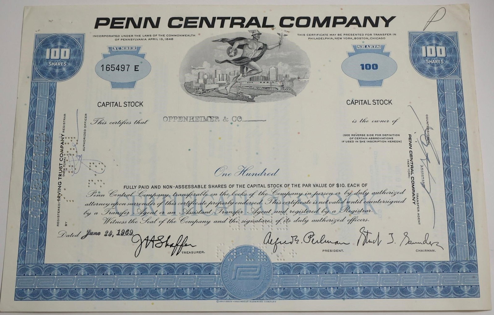 Penn Central Company 100-Share (1 of 2)