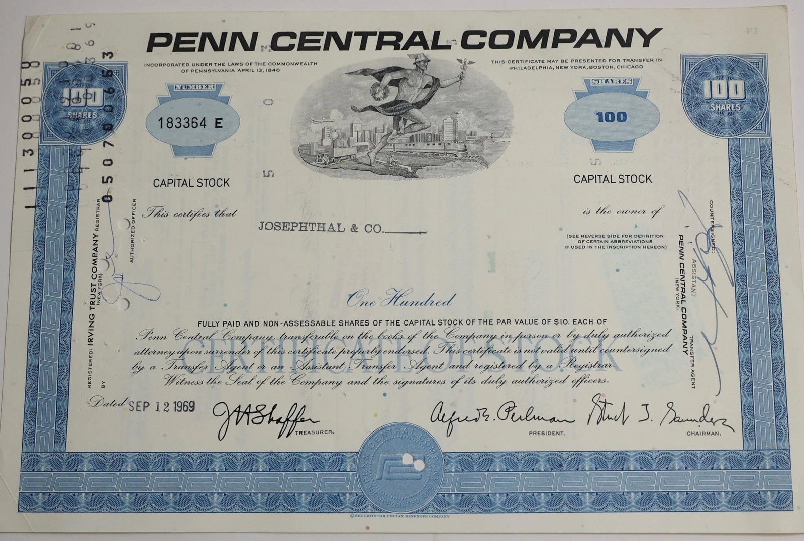 Penn Central Company Vintage Stock Certificate (1 of 2)