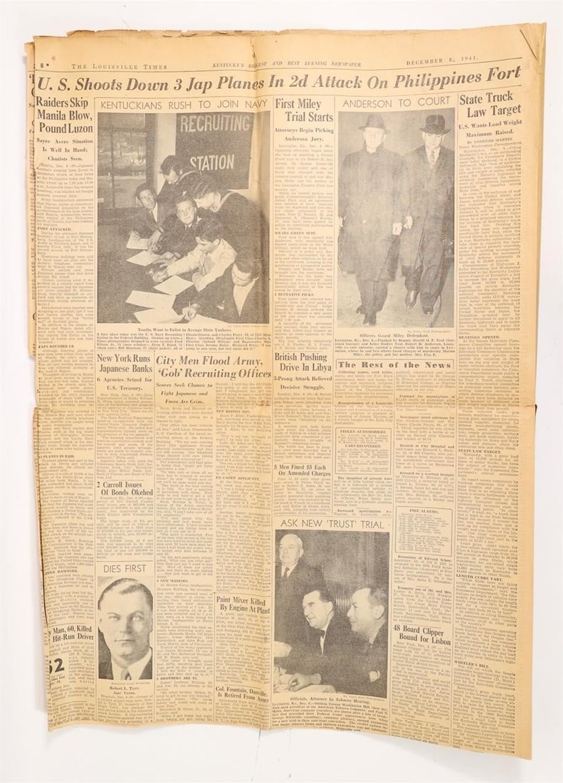 Declaration of War December 8, 1945 Newspaper - 4