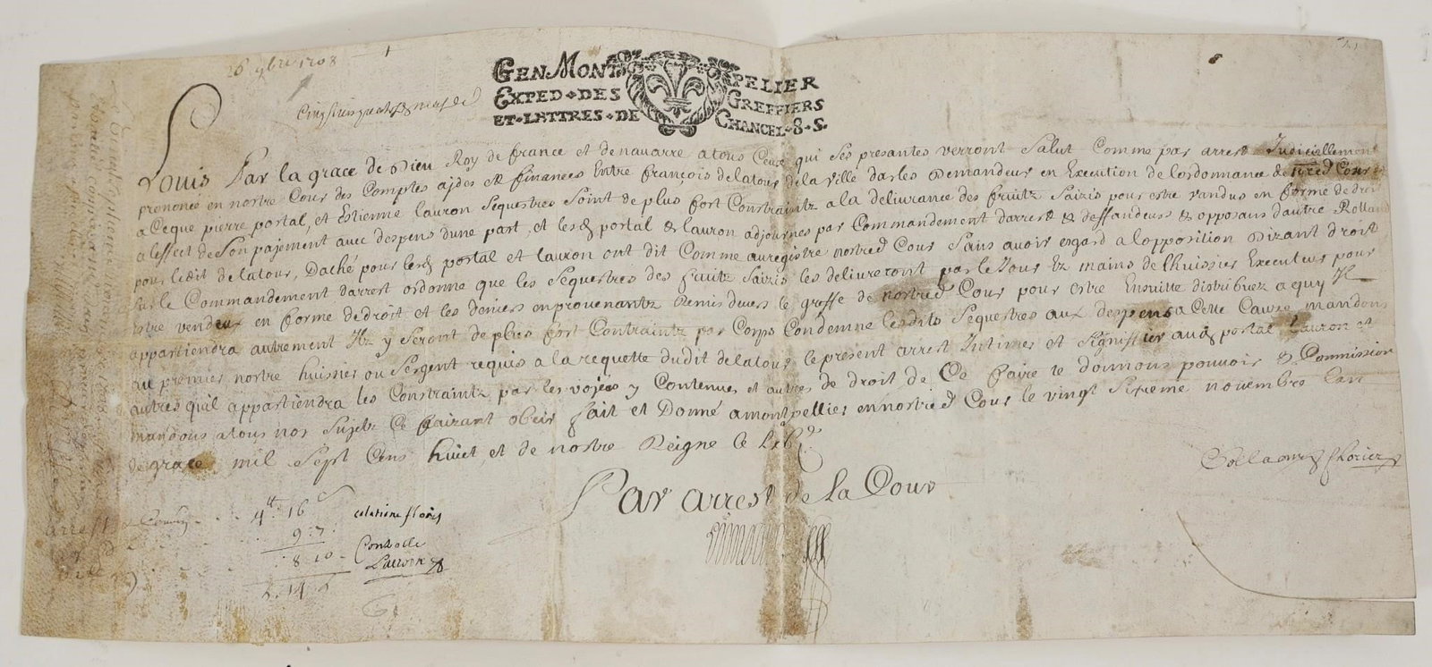 Louis XIV 1708 Royal Decree Manuscript (1 of 4)
