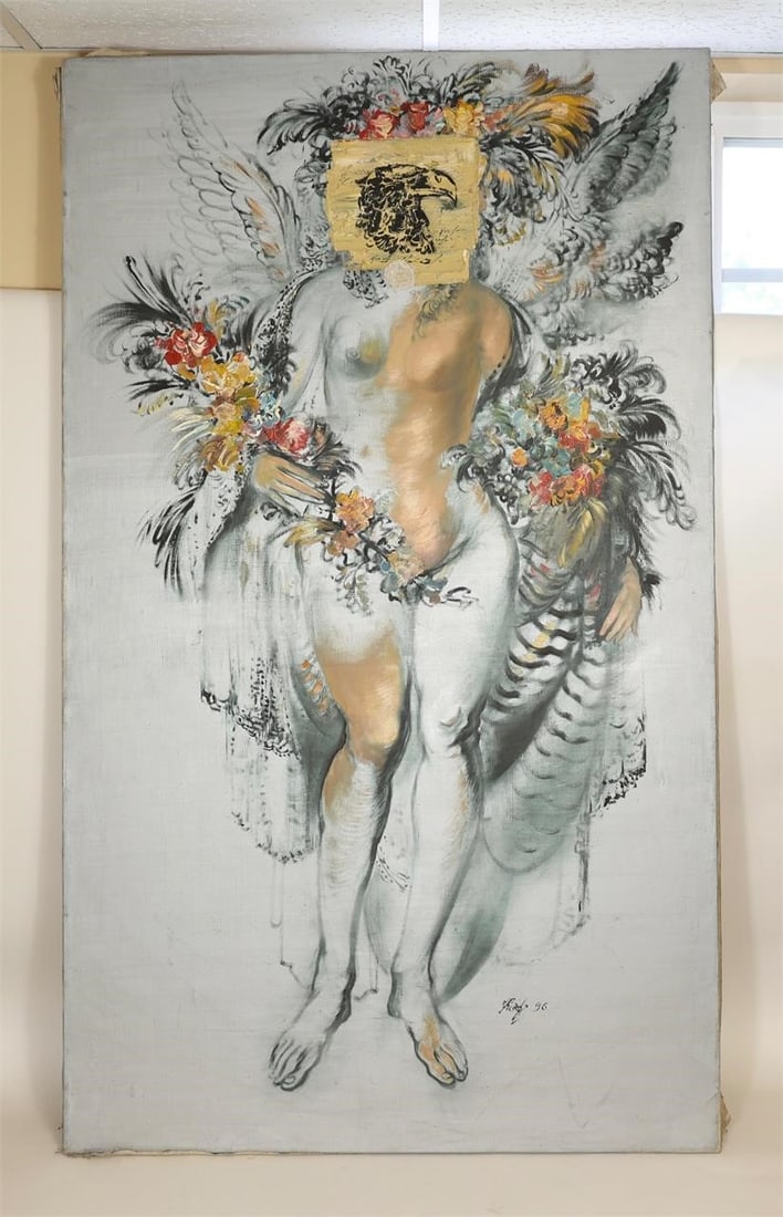 "Concubine" by Kayts Vanikyan Oil on Canvas: Original oil on canvas painting titled "Concubine" by Armenian artist Kayts Vanikyan (born 1961, Yerevan, Armenia), a contemporary painter recognized for his emotionally expressive figurative works