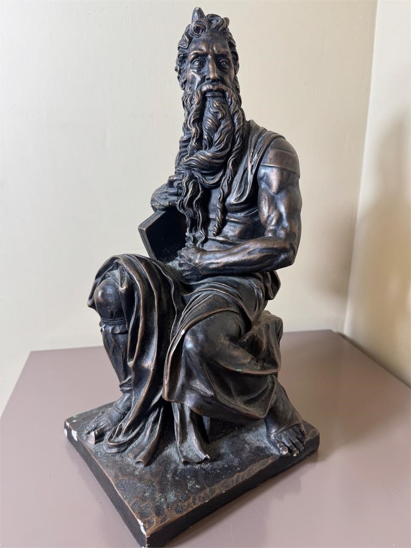 Ron Liod Sauvage Bronze Moses after Michaelangelo: The Moses (Italian: Mosè [moz]; c. 1513-1515) is a sculpture by the Italian High Renaissance artist Michelangelo Buonarroti, housed in the church of San Pietro in Vincoliin Rome. Commissioned in