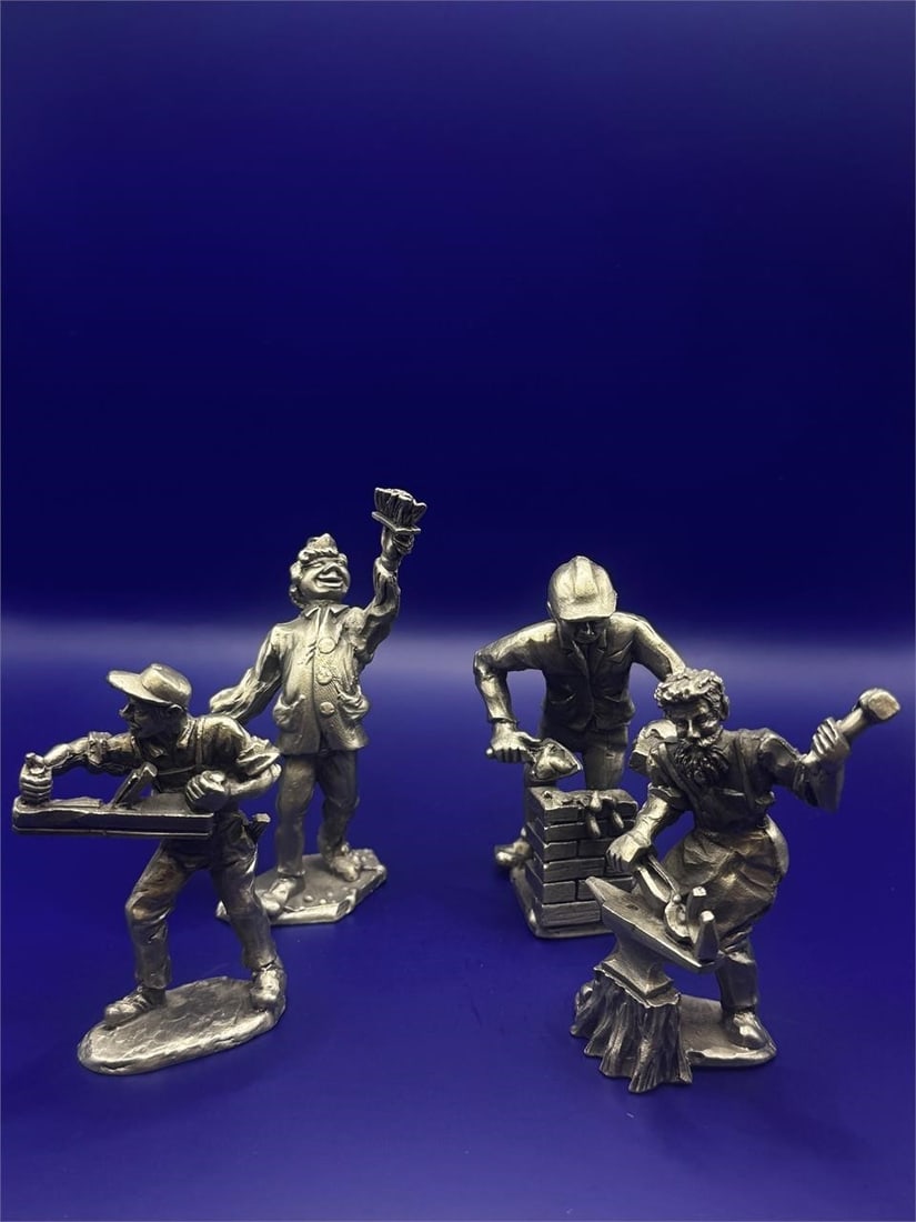 Vintage German Pewter Figures: 4 piece setVintage Pewter Sculptures.GermanApproximate height: 3in.