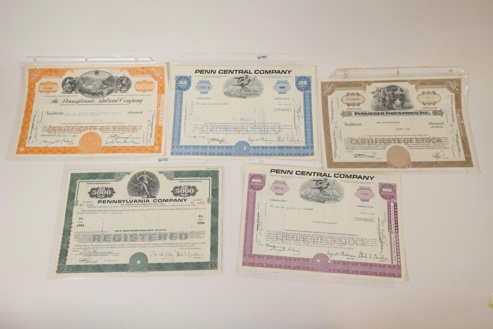 Pennsylvania, Penn Central & Pullman Certificates (1 of 2)