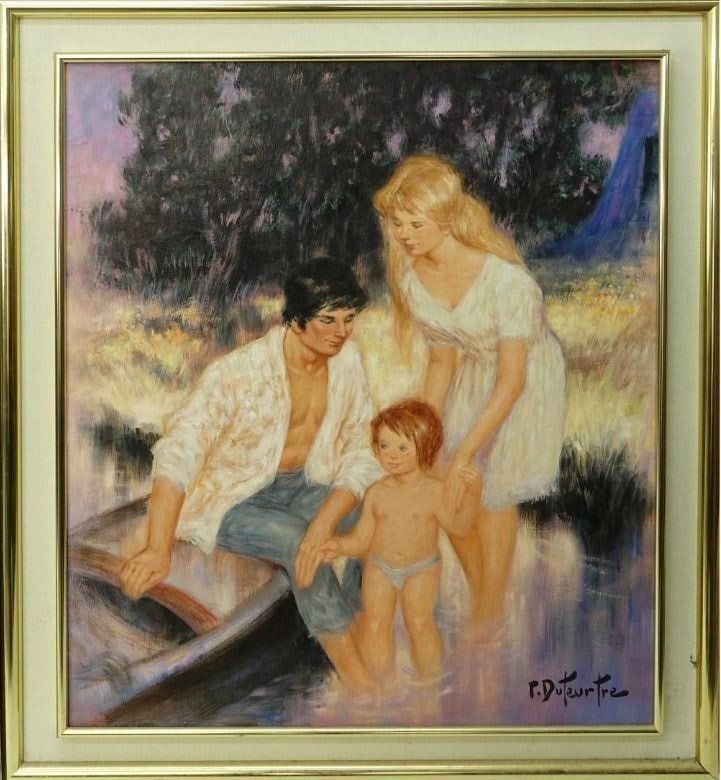 Pierre Eugène Duteurtre (1911-1989) - Vacances: Pierre Eugène Duteurtre, French (1911-1989) Oil on Canvas "Vacances". Signed Lower Right, Signed and titled en verso. Measures 39" H x 31-1/2" W, frame measures 46-1/2" H x 39" W.