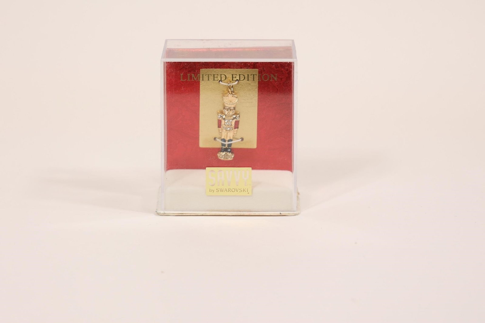 Vintage Savvy Swarovski Enamel Bear in Box: Vintage limited edition Savvy Swarovski enamel bear housed in its original display box; features fine enamel detailing and crystal accents, making it a charming and collectible decorative piece.