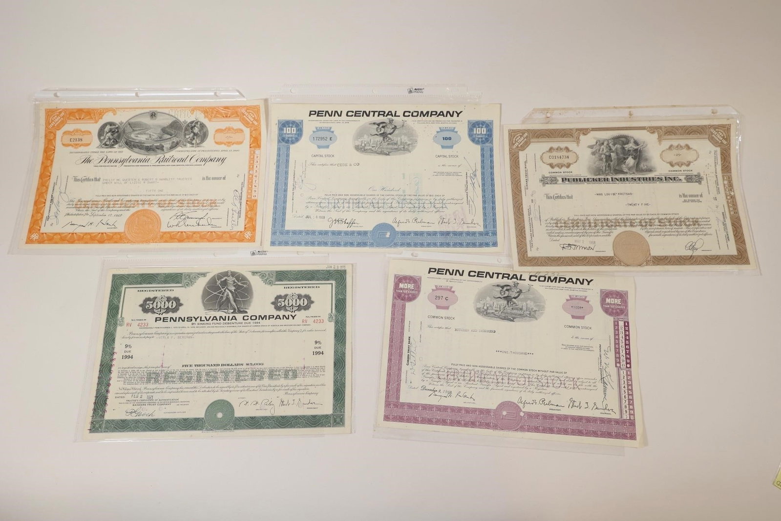 Pennsylvania, Penn Central & Pullman Certificates (1 of 2)