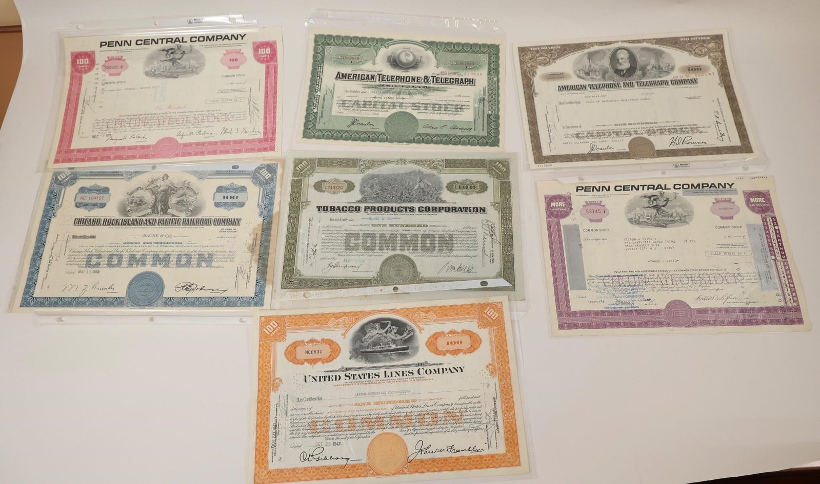 7 Vintage Stock Certificates Collection (1 of 2)