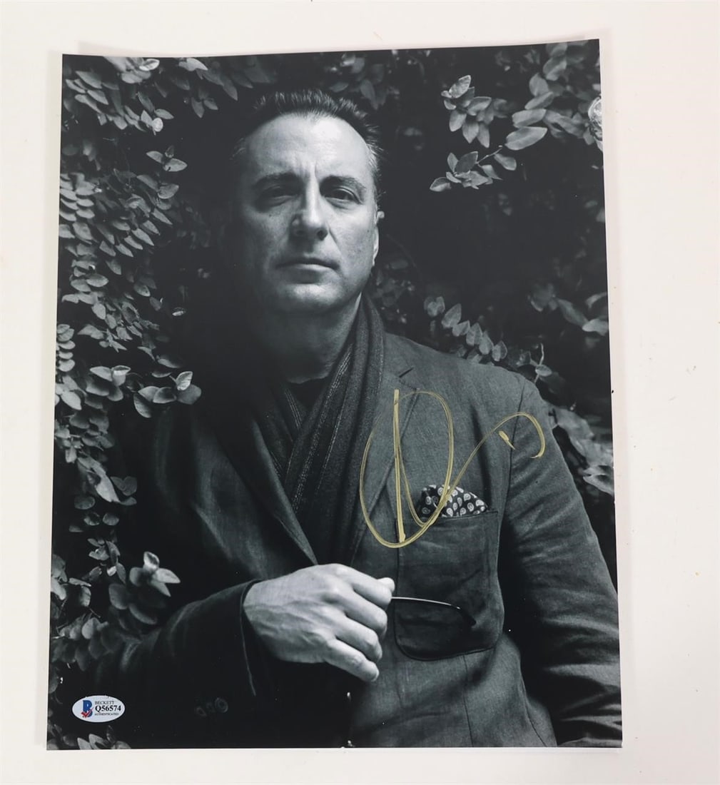 Andy Garcia Signed Photo - Beckett COA Q56574: Andy Garcia - Beckett Authentication Services COA Q56574Andy Garcia - Signed in gold marker; Beckett Authentication Services COA Q56574