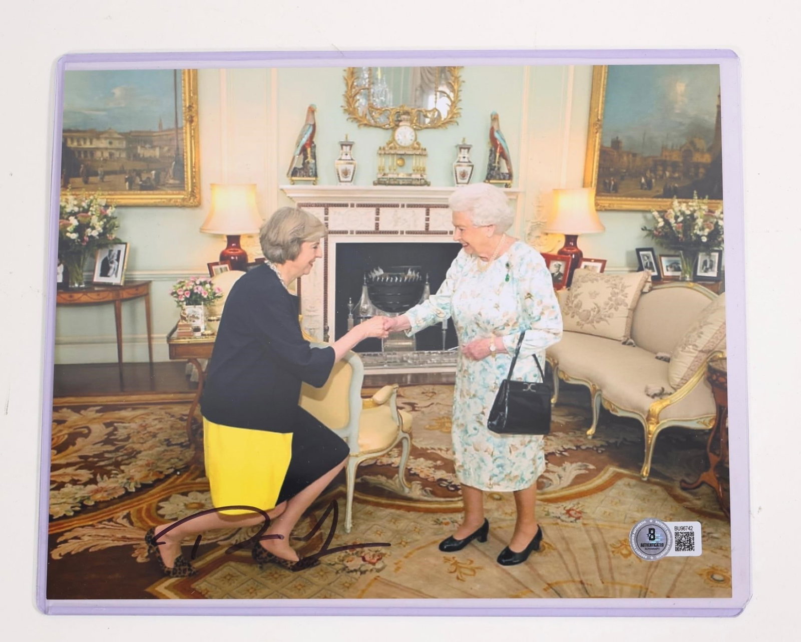 Theresa May Autograph Photo w/ Beckett COA, 2018: Autograph of former Prime Minister of the United Kingdom Theresa MayExpertized by Beckett, accompanied by its certificate of authenticity with a unique number, which is affixed to the signed photo