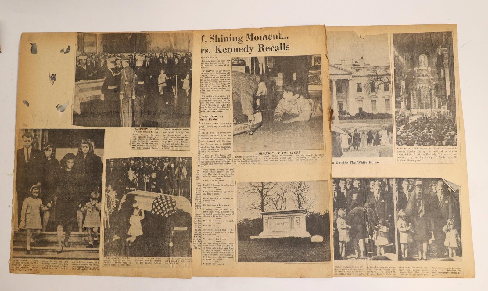 Vintage JFK Funeral Newspaper Photo Spread (1 of 2)