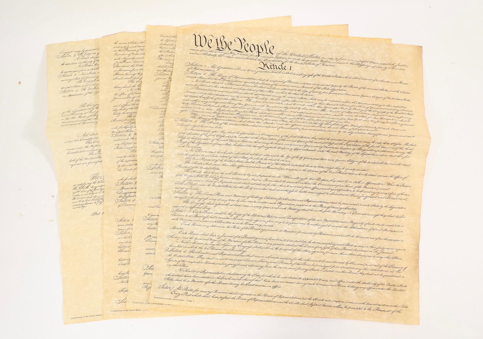 Authentic Copy of the United States Constitution: Authentic printed copy of the United States Constitution. Decorative document-style print featuring the full text of the historic American founding document.