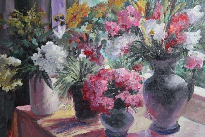 Vases of Flowers by Oleg Fedorov: 2018Painting is not framed.Dimensions: 20" x 28"Oil on canvas.By Oleg Fedorov: The work is by the artist.Russian ArtistArtist Bio:Oleg Fedorov was born in 1959 in the Komi Republic, Russia. He studied