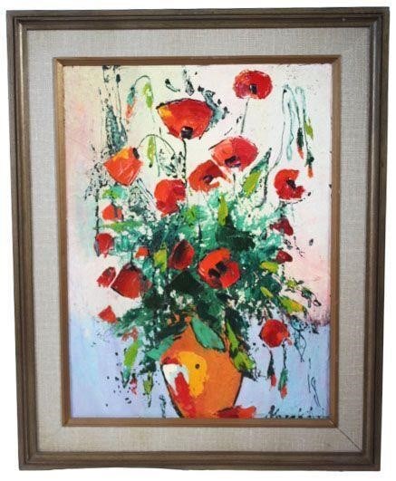 Red Tulips painting by NarekArt: By Narek Khachatryan: The work is by the artist.Painting is framed.Dimensions: 16" x 20"Oil on canvas.